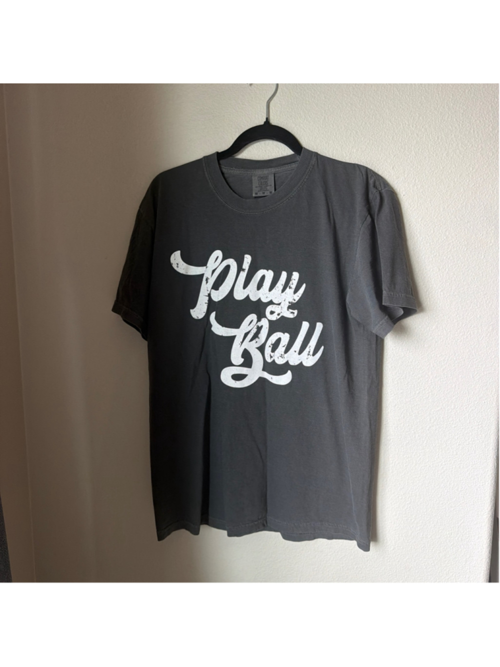 Women's Comfort Colors Play Ball Graphic Tee Grey White Size M